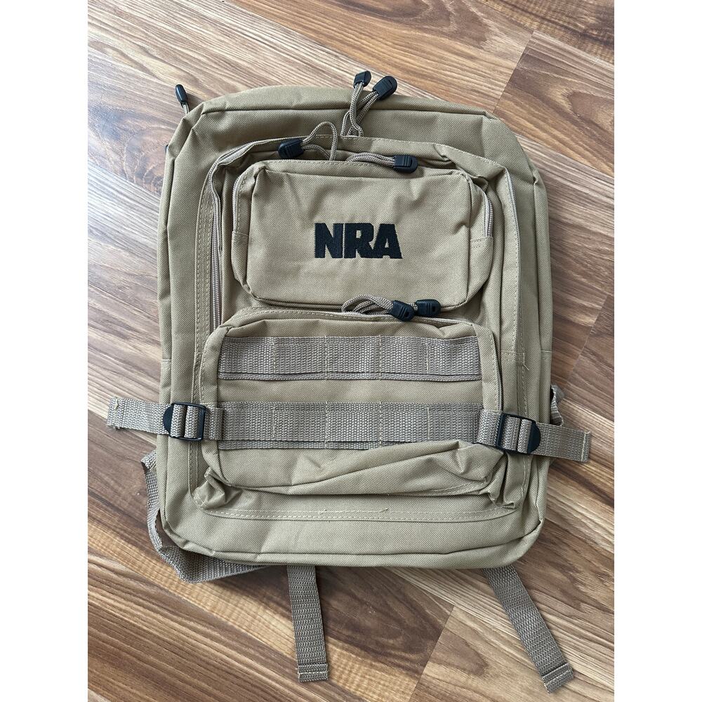 NRA Tan Military Utility Bookbag Backpack NWOT